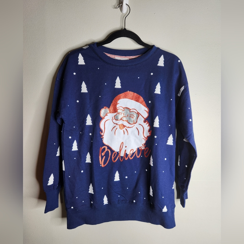 Ugly Christmas Sweatshirt Rockin'  Around Santa "Believe"